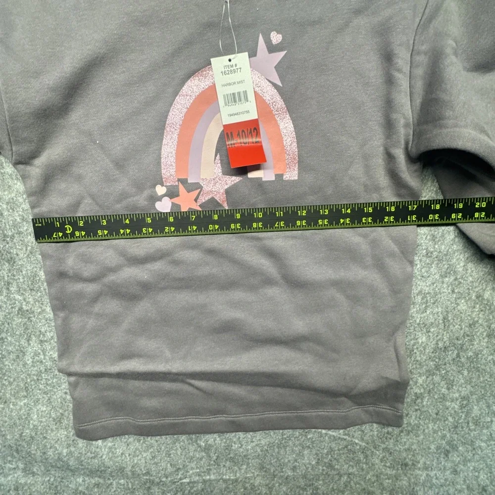 BCBG Girls 2pc Set Gray Rainbow Sweatshirt Black Glitter Leggings Size M 10/12